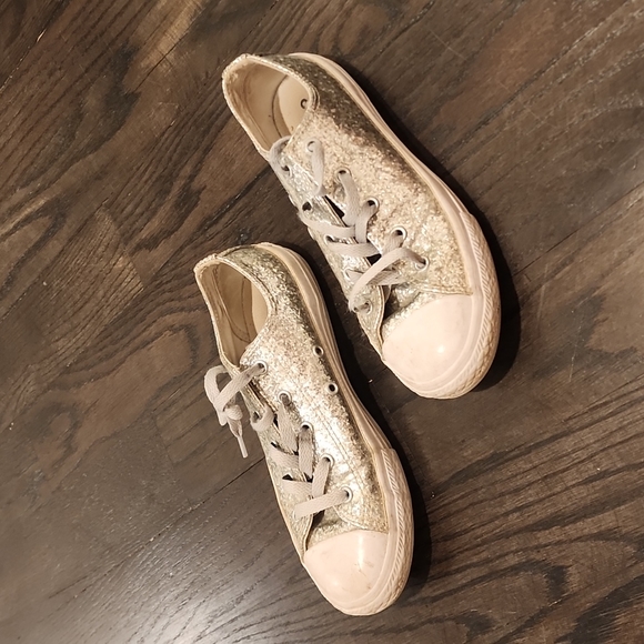 CONVERSE All Star Low girls- Silver Glitter Sequin - Picture 1 of 4